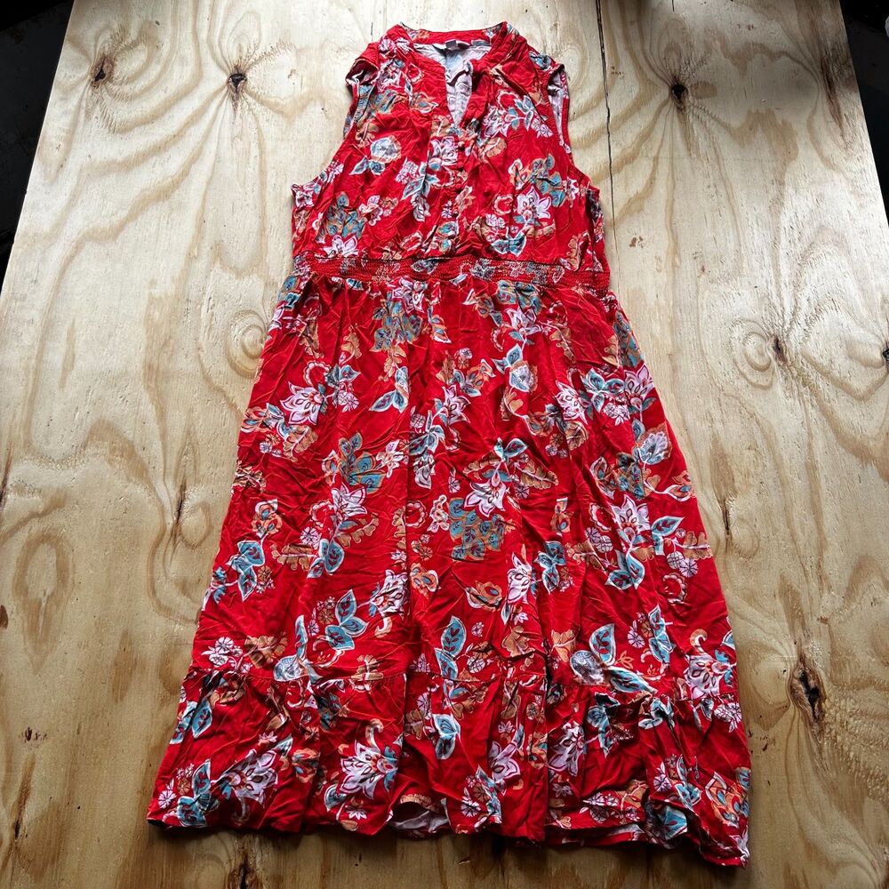 Croft & Barrow Floral Orange Midi Dress - XXL